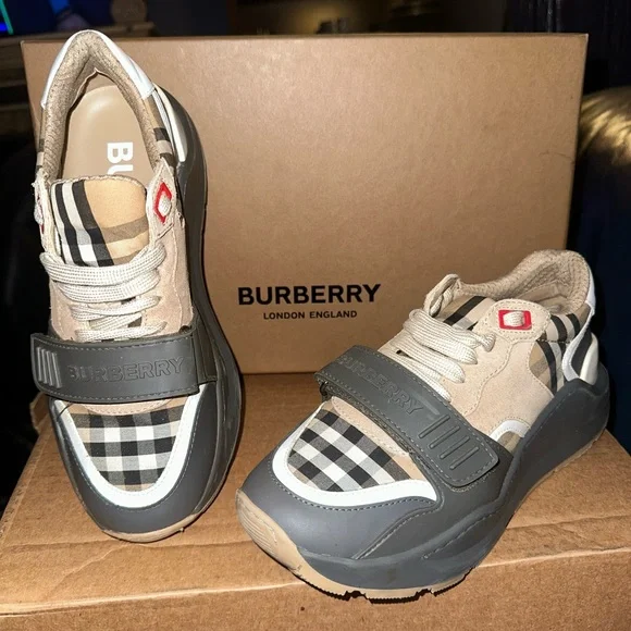 Burberry Check Suede Shoes - Picture 1 of 8